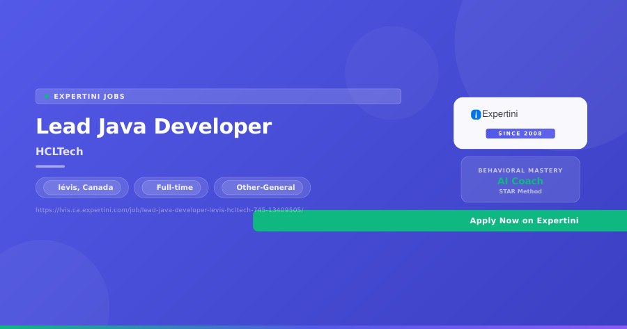 Lead Java Developer at HCLTech, lévis — Apply Now